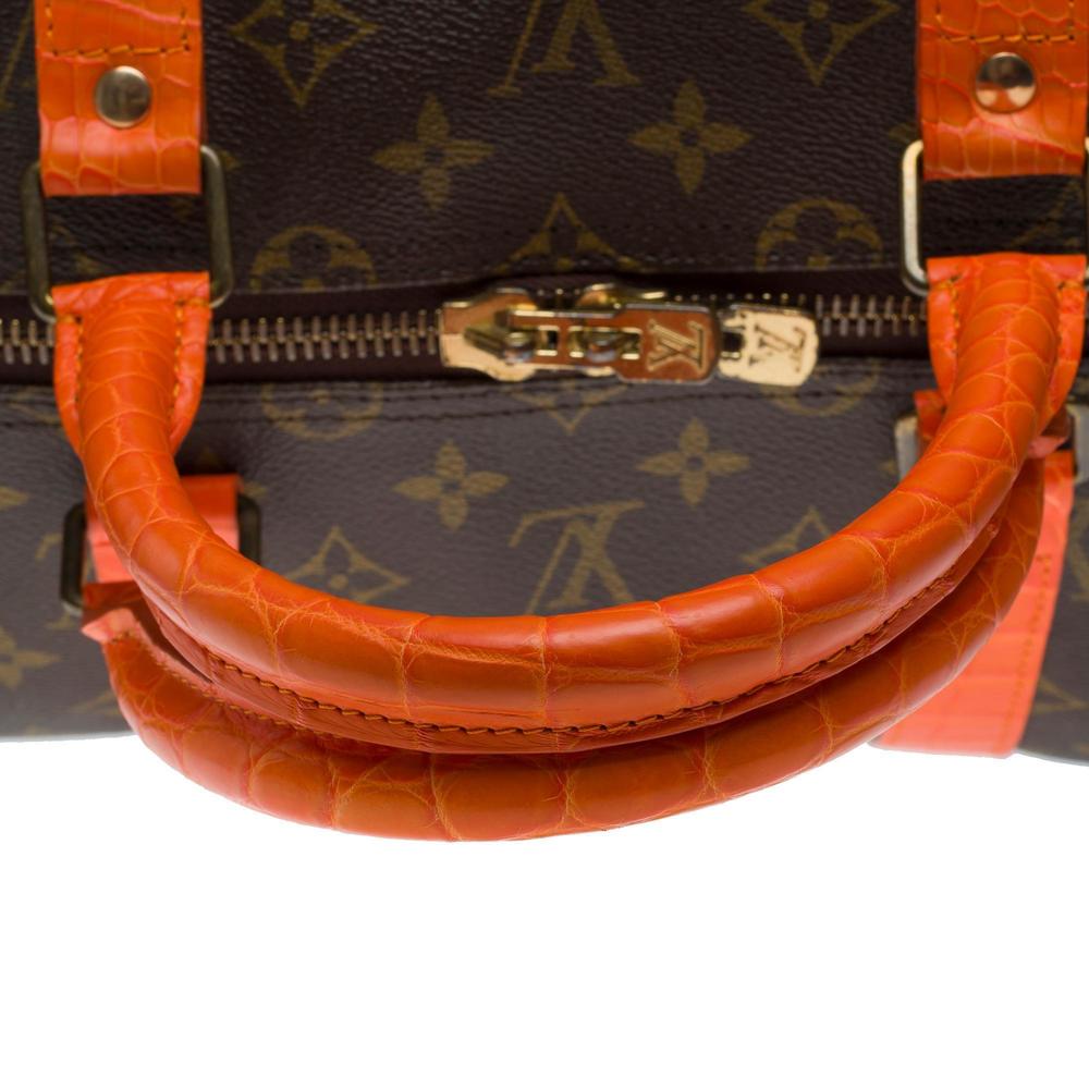 LOUIS VUITTON Customized Keepall 55 strap Travel bag with Orange Crocodile - Picture 7 of 9